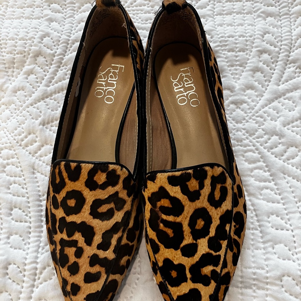 Franco Sarto Brown and Black Loafers Stylish Slip-On Flats
